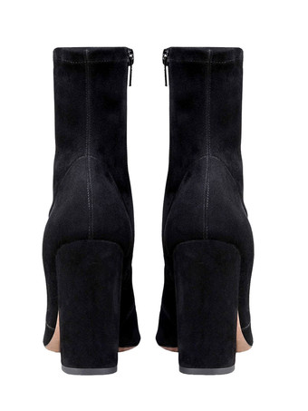 女性用アンクルブーツ ブラック ポインテッドトゥ チャンキーヒール ブーティ