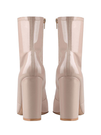 女性用アンクルブーツ ジッパー ポインテッドトゥ チャンキーヒール ブーティー