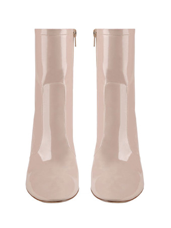 女性用アンクルブーツ ジッパー ポインテッドトゥ チャンキーヒール ブーティー