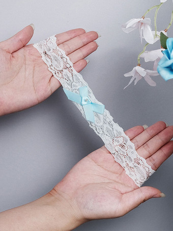 ウェディング ガーター ホワイト レース メタル ディテール ウェディング ガーター