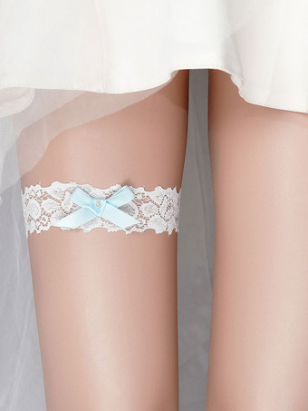 Wedding Garter White Lace Metal Details Wedding Garters