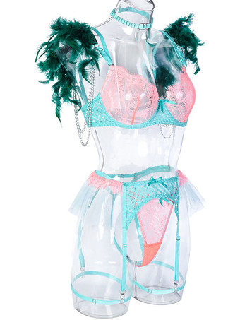 ランジェリー ブラジャー ブラ 女性用 グリーン ポリエステル 3ピース セクシー ホット アンダーウェア