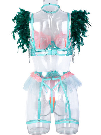 ランジェリー ブラジャー ブラ 女性用 グリーン ポリエステル 3ピース セクシー ホット アンダーウェア