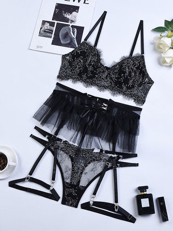 ブラジャーランジェリー女性のブラジャー黒ポリエステルセクシーなホット下着