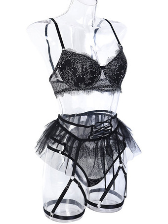 ブラジャーランジェリー女性のブラジャー黒ポリエステルセクシーなホット下着