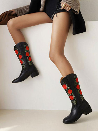 Bottes au Genou Femme à Talons Hauts Imprimés Fleuries