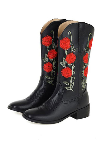 Bottes au Genou Femme à Talons Hauts Imprimés Fleuries