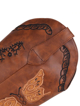 ブラック カウボーイブーツ レディース 子犬 ヒール ミッドカーフブーツ カウガール ウェディングシューズ