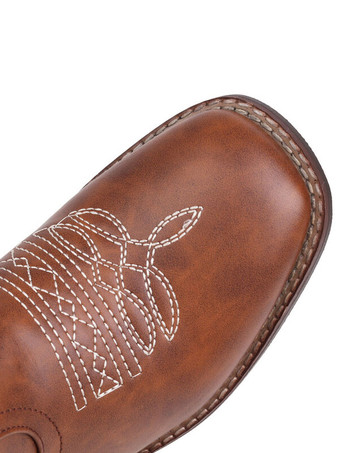 ミッドカーフブーツ PUレザー ラウンドトゥ カウボーイブーツ カウガール ウェディングシューズ