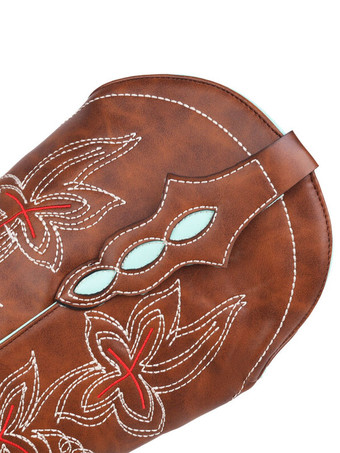 ミッドカーフブーツ PUレザー ラウンドトゥ カウボーイブーツ カウガール ウェディングシューズ