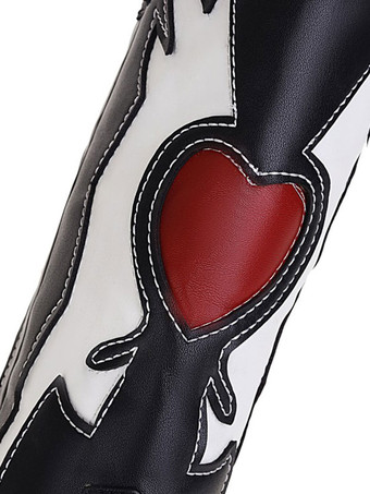 ブラック ウエスタンブーツ レディース ポインテッドトゥ カウボーイブーツ ミッドカーフブーツ