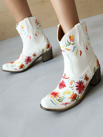 Women's Western Boots White Pointed Toe Cowboy Boots