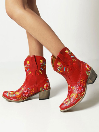 レディース ウエスタンブーツ ホワイト ポインテッドトゥ カウボーイブーツ