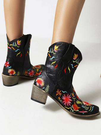 レディース ウエスタンブーツ ホワイト ポインテッドトゥ カウボーイブーツ