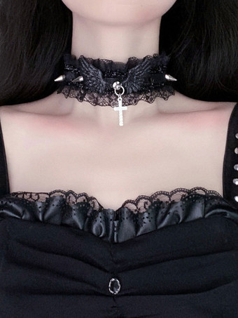 Accessori Gothic Lolita Girocollo in pizzo nero Poliestere Varie