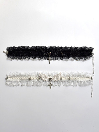 ゴスロリ アクセサリー ブラック レース チョーカー ポリエステル その他