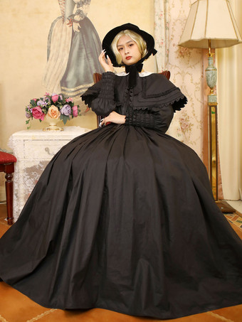 黒のレトロな衣装レース ポリエステル ドレス女性のマリー ・ アントワ ネット衣装レトロ チュニック仮面舞踏会ボール ガウン