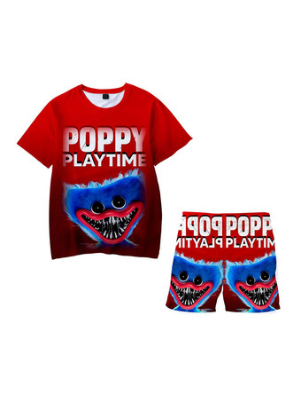 Conjunto de shorts-camiseta Game Poppy Playtime de várias cores para crianças 100 cm-160 cm
