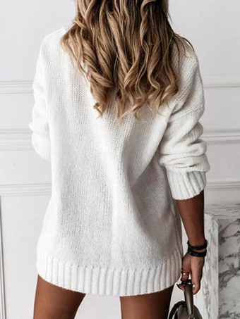 女性プルオーバー セーター アプリコット V ネック長袖アクリル セーター