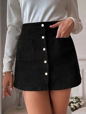 ブラック 女性のためのコーヒーブラウンコーデュロイショート秋と冬の女性のボトムス