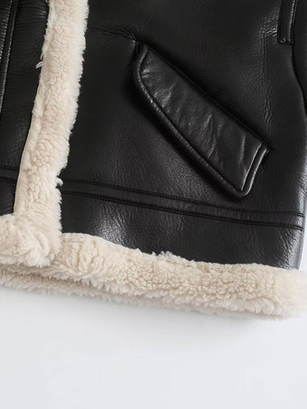 PU レザー モト ジャケット女性特大冬アウター