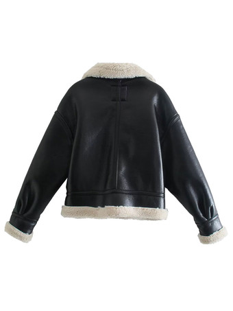 PU レザー モト ジャケット女性特大冬アウター