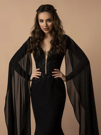 ゴシックウェディングドレスレースマーメイドノースリーブトレーンブライダルドレス無料カスタマイズ