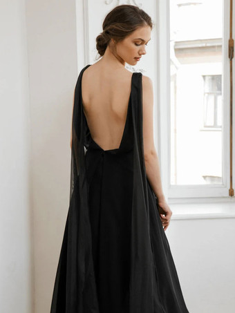 黒のウェディングドレスA ラインノースリーブスプリットフロントトレーンブライダルガウン無料カスタマイズ