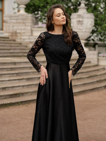 黒のウェディングドレスレース A ライン長袖床長さのブライダルドレス無料カスタマイズ