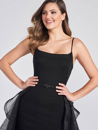 黒のウェディングドレスシースノースリーブショートブライダルドレス無料カスタマイズ