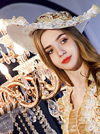 ゴールド レトロ キャップ 漫画 クリスマス 女性用 ポリエステル ロイヤルキャップ コスチュームアクセサリー