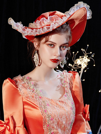 オレンジ ビンテージ ハット 漫画 クリスマス 女性用 ポリエステル ロイヤルキャップ コスチュームアクセサリー