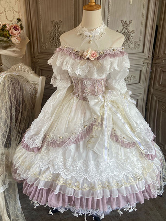 Süßes Lolita-Kleid aus Polyester mit kurzen Ärmeln