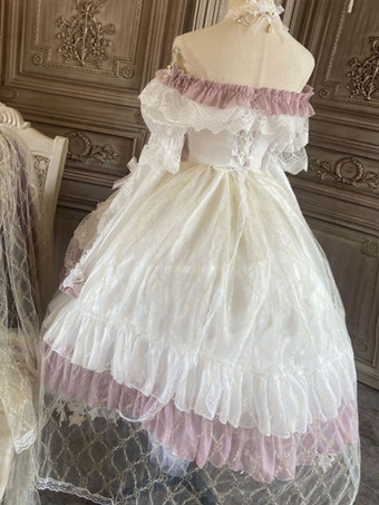 ロリータドレス ポリエステル 半袖ドレス フリル スウィート フリルスカート