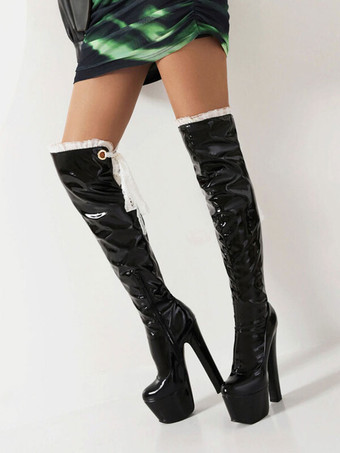 女性用オーバーザニーブーツ スティレットヒール サイハイブーツ