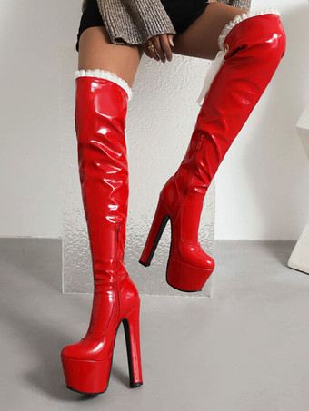女性用オーバーザニーブーツ スティレットヒール サイハイブーツ