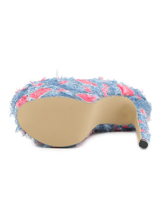 Sandales Sexy avec Plateforme avec Bout Ouvert Bicolores