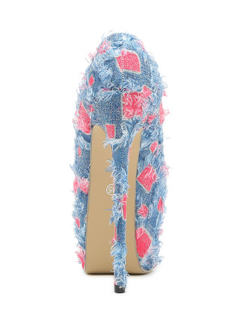 Sandales Sexy avec Plateforme avec Bout Ouvert Bicolores