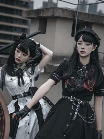 ミリタリーロリータドレスユニフォームロリータアーミー半袖ワンピース