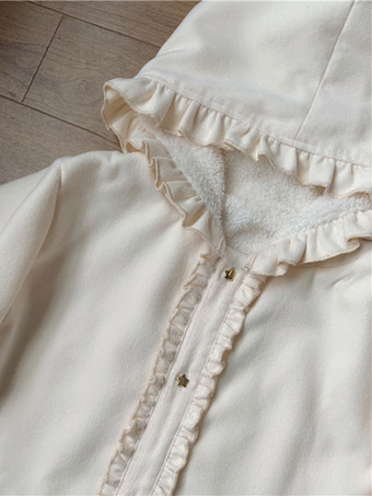 甘いロリータ コート ブルゴーニュ フリル ポリエステル オーバーコート コート冬ロリータ Outwears