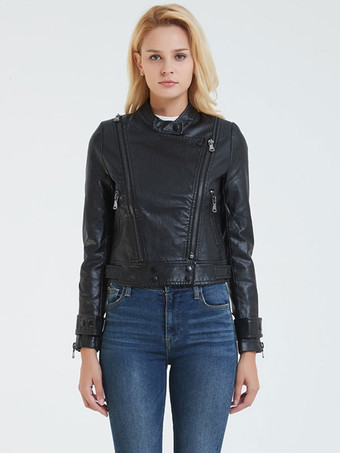 レディース ジャケット スタンドカラー ジッパー ボーイフレンド デート ブラック ジャケット レディース