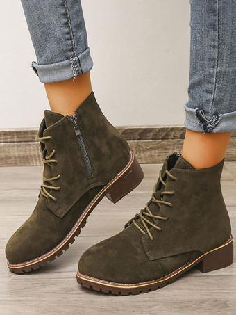 Deals women's suede lace up ankle boots flat