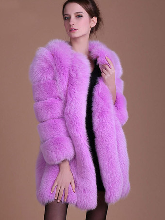 Cappotto in pelliccia sintetica viola Capispalla invernale da donna 2024