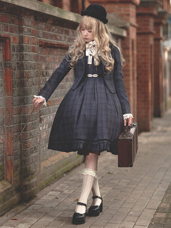 ディープブルーロリータ カーディガン シック コットン