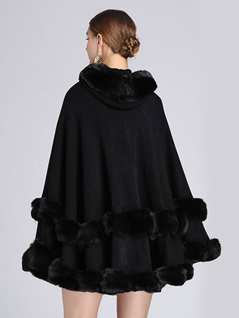 レディース ポンチョ コート オーバーサイズ フェイクファー ケープ 冬 アウター