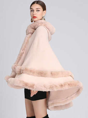レディース ポンチョ コート オーバーサイズ フェイクファー ケープ 冬 アウター