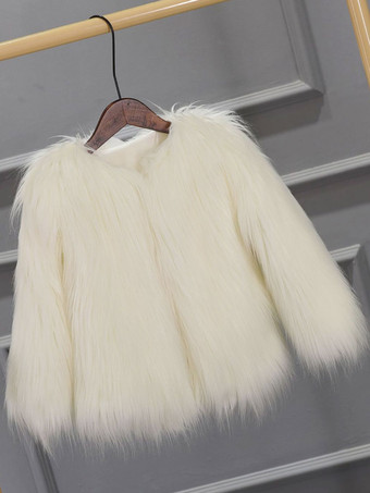 ホワイト フェイクファーコート 冬 ショート エコフレンドリー ファーコート レディース 2025
