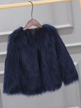 ダークネイビーフェイクファーコート 冬 ショート エコフレンドリー ファーコート レディース 2025