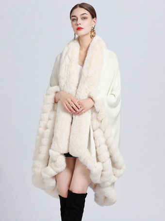 Abrigo Poncho para mujer  capa de piel sintética  ropa de abrigo de invierno 2024