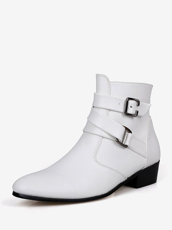 Men's Boots Chelsea Boots White PU Leather Jodhpur Boots Ankle Boots